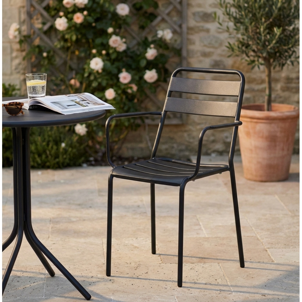 Sedia da giardino impilabile in metallo grigio BristolEDENYA