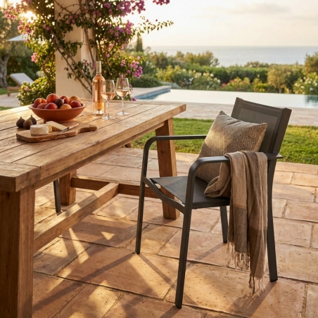 Sedia da giardino impilabile con braccioli taupe ZanteEDENYA