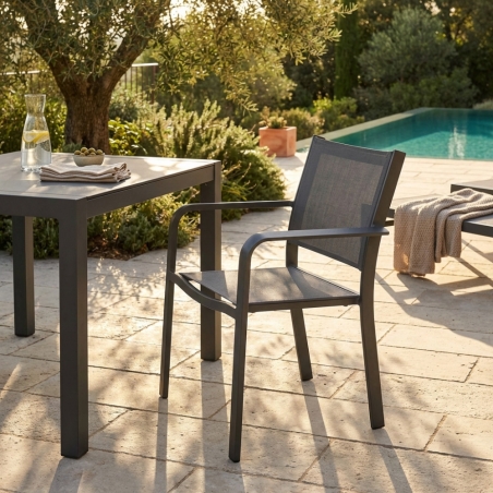 Sedia da giardino impilabile con braccioli taupe ZanteEDENYA