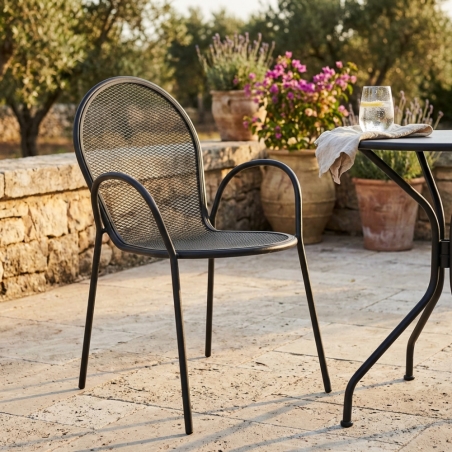 Poltrona in metallo con braccioli impilabile antracite SheffieldEDENYA