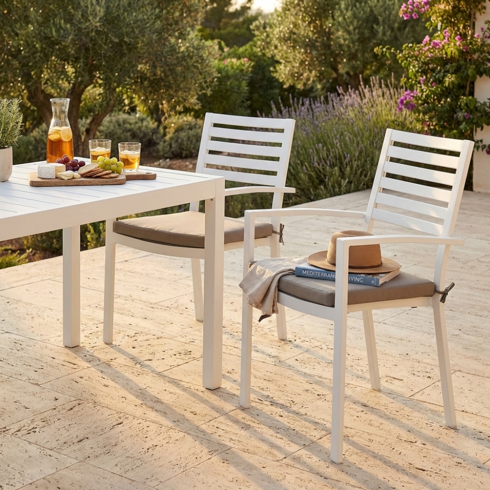 Poltrona da giardino in alluminio con cuscino Formentera - BiancoEDENYA