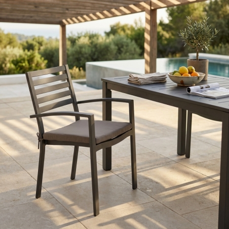 Poltrona da giardino in alluminio con cuscino Formentera - TaupeEDENYA