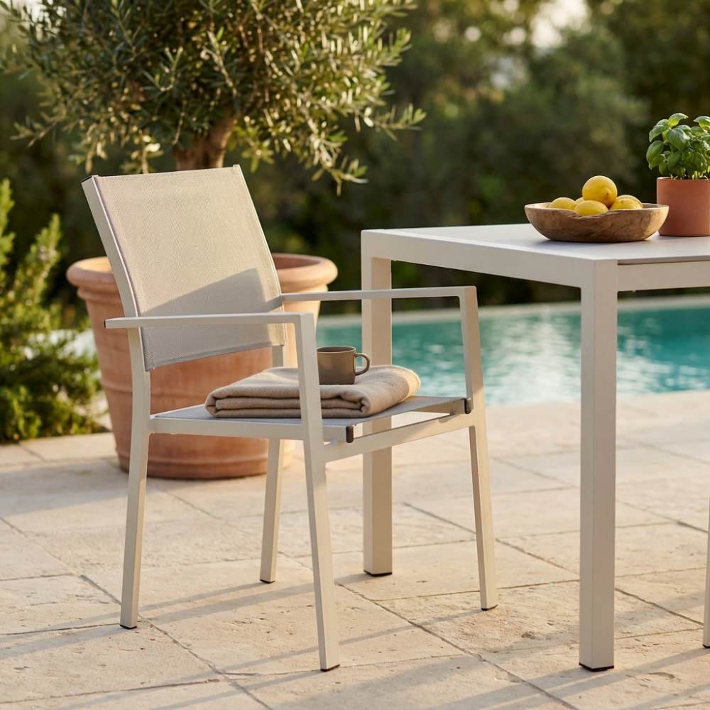 Poltrona con braccioli impilabile da giardino Jamaica - TortoraEDENYA