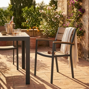 Poltrona da esterno con braccioli seduta e schienale in polywood Cayman - TaupeEDENYA