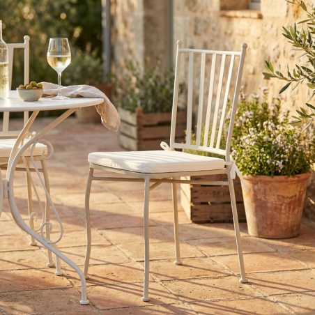 Sedia in acciaio verniciato a polvere tortora cuscino beige - GiunoneEDENYA