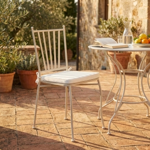 Sedia in acciaio verniciato a polvere tortora cuscino beige - GiunoneEDENYA