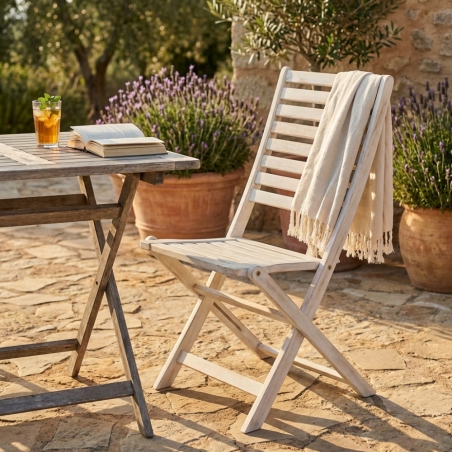 Sedia in legno di Acacia massiccio bianca - SerenaEDENYA