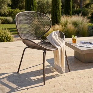 Poltrona da giardino impilabile antiruggine grigia MidwayEDENYA