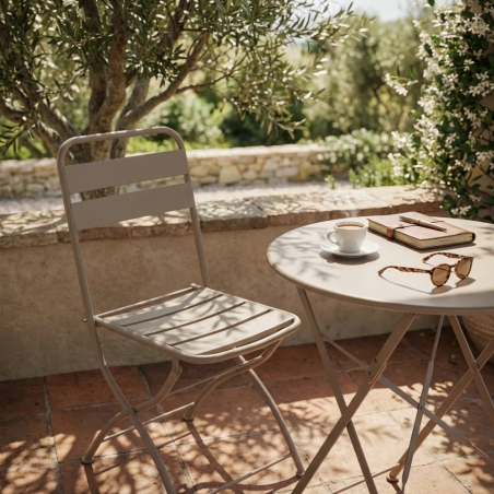 Sedia pieghevole da giardino in metallo tortora BristolEDENYA