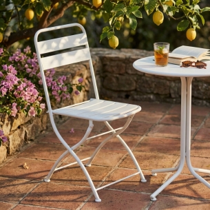 Sedia pieghevole da giardino in metallo bianca BristolEDENYA