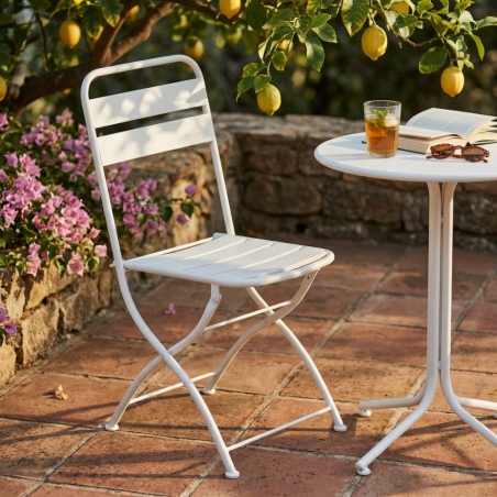 Sedia pieghevole da giardino in metallo bianca BristolEDENYA