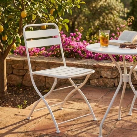 Sedia pieghevole da giardino in metallo bianca BristolEDENYA