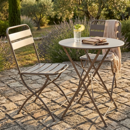 Sedia pieghevole da giardino in metallo taupe BristolEDENYA