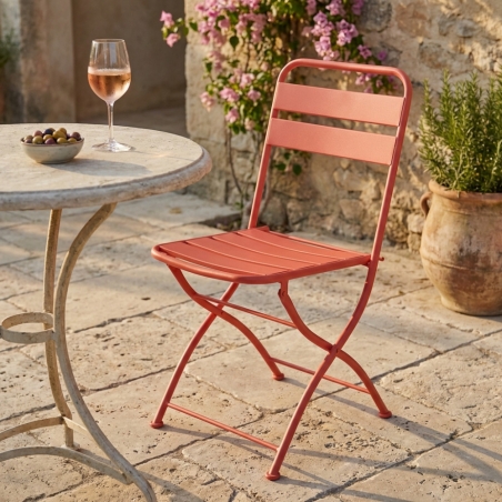 Sedia pieghevole da giardino in metallo rossa BristolEDENYA