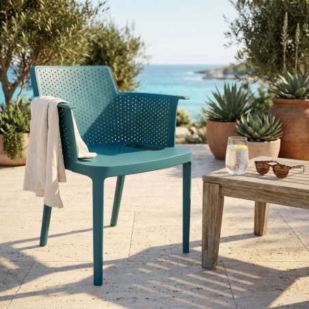 Poltrona da giardino impilabile in polipropilene Verde Petrolio CathyEDENYA