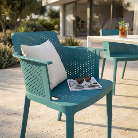 Poltrona da giardino impilabile in polipropilene Verde Petrolio CathyEDENYA