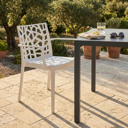 Sedia da giardino impilabile bianca MatrixEDENYA
