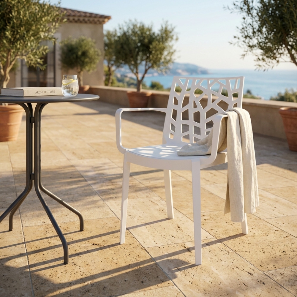 Sedia da giardino impilabile bianca MatrixEDENYA