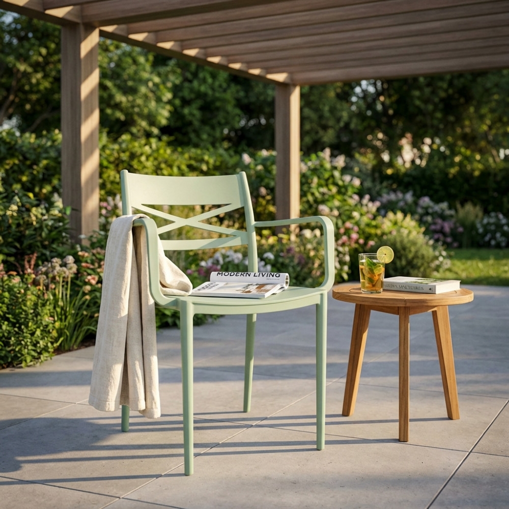 Sedia impilabile con braccioli in polipropilene Verde - DARLEENEDENYA