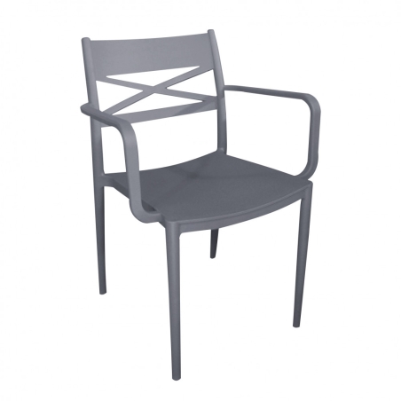 Sedia impilabile con braccioli in polipropilene Grigia - DARLEENEDENYA