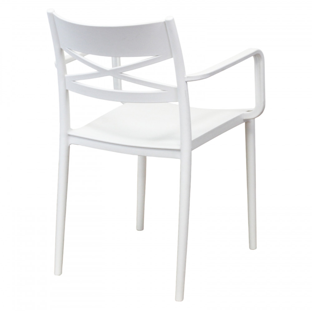 Sedia impilabile con braccioli in polipropilene bianca - DARLEENEDENYA