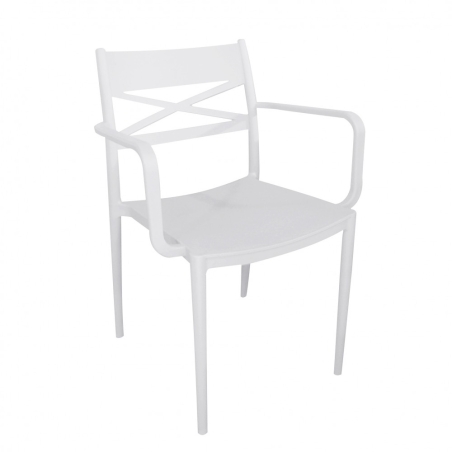 Sedia impilabile con braccioli in polipropilene bianca - DARLEENEDENYA