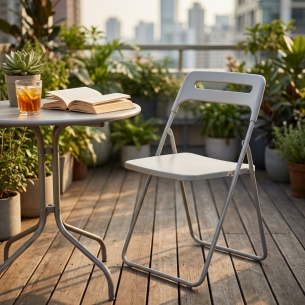 Sedia pieghevole in polipropilene grigio chiaro - ELISABETHEDENYA