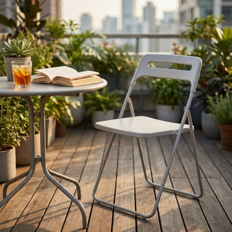 Sedia pieghevole in polipropilene grigio chiaro - ELISABETHEDENYA