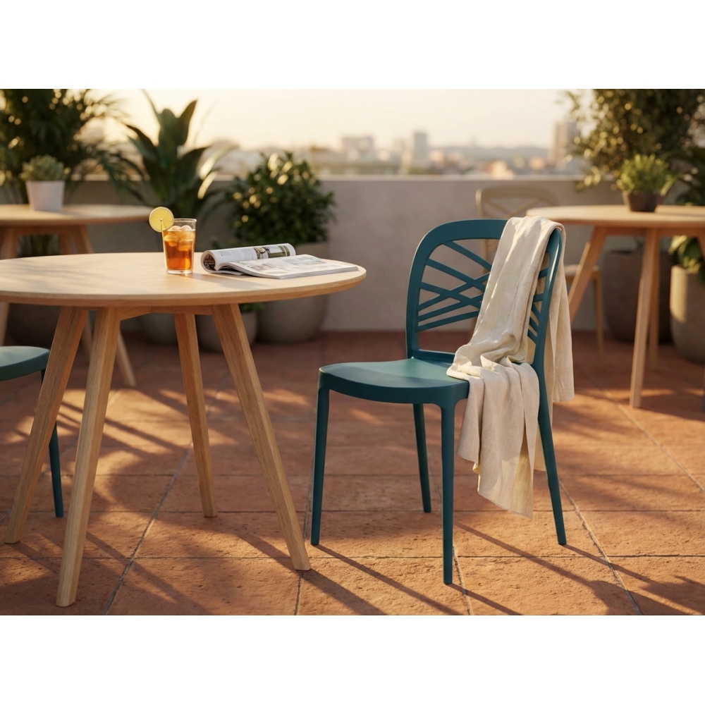 Sedia in polipropilene impilabile verde petrolio - HARMONIEEDENYA