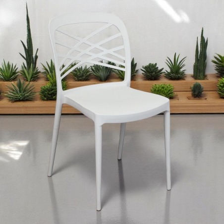 Sedia in polipropilene impilabile bianca - HARMONIEEDENYA