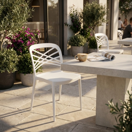 Sedia in polipropilene impilabile bianca - HARMONIEEDENYA