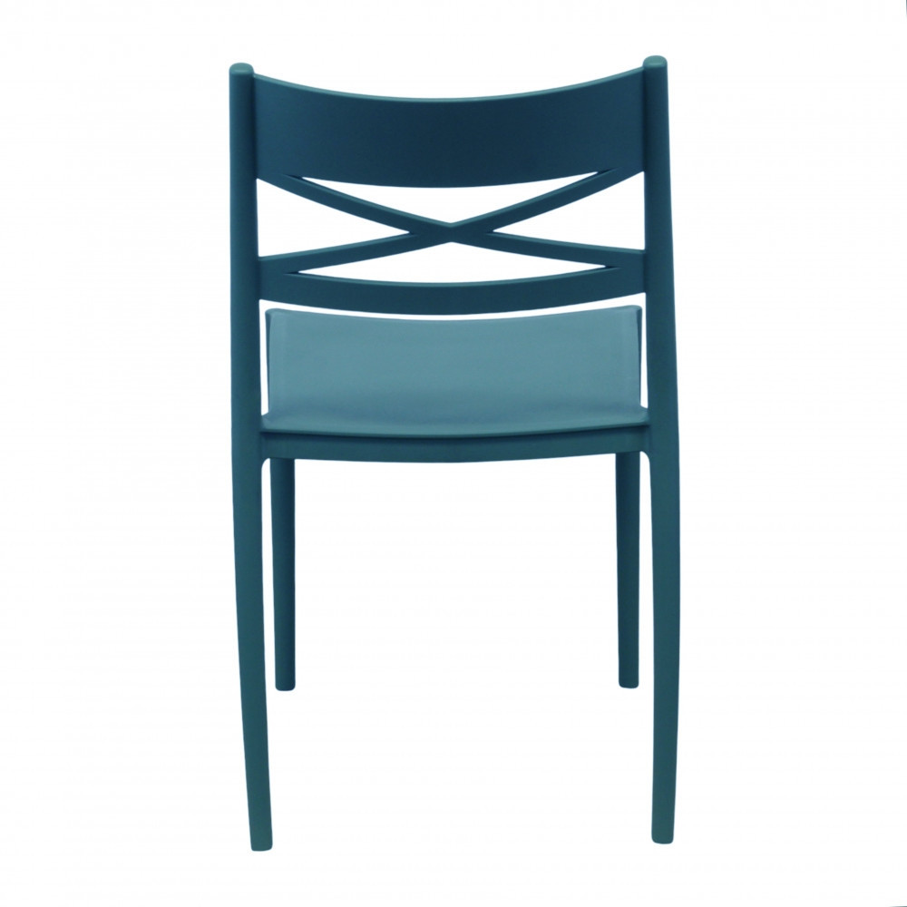 Sedia impilabile in polipropilene verde petrolio da giardino - DARLEEN -5
