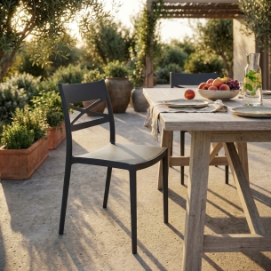 Sedia impilabile in polipropilene grigia da giardino - DARLEEN -1