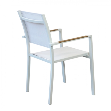 Poltrona per esterno con braccioli in alluminio bianco impilabile - BROOKLYN -7