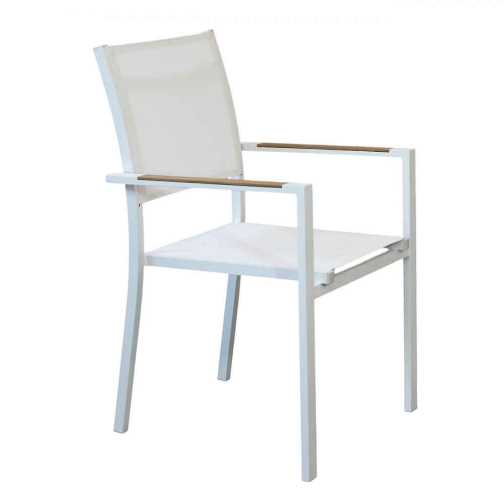 Poltrona per esterno con braccioli in alluminio bianco impilabile - BROOKLYN -4