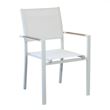 Poltrona per esterno con braccioli in alluminio bianco impilabile - BROOKLYN -8