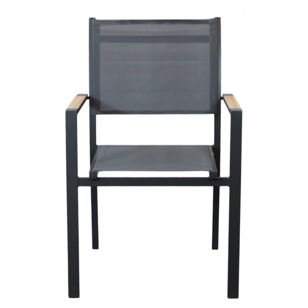 Poltrona per esterno con braccioli in alluminio antracite impilabile - BROOKLYN -10
