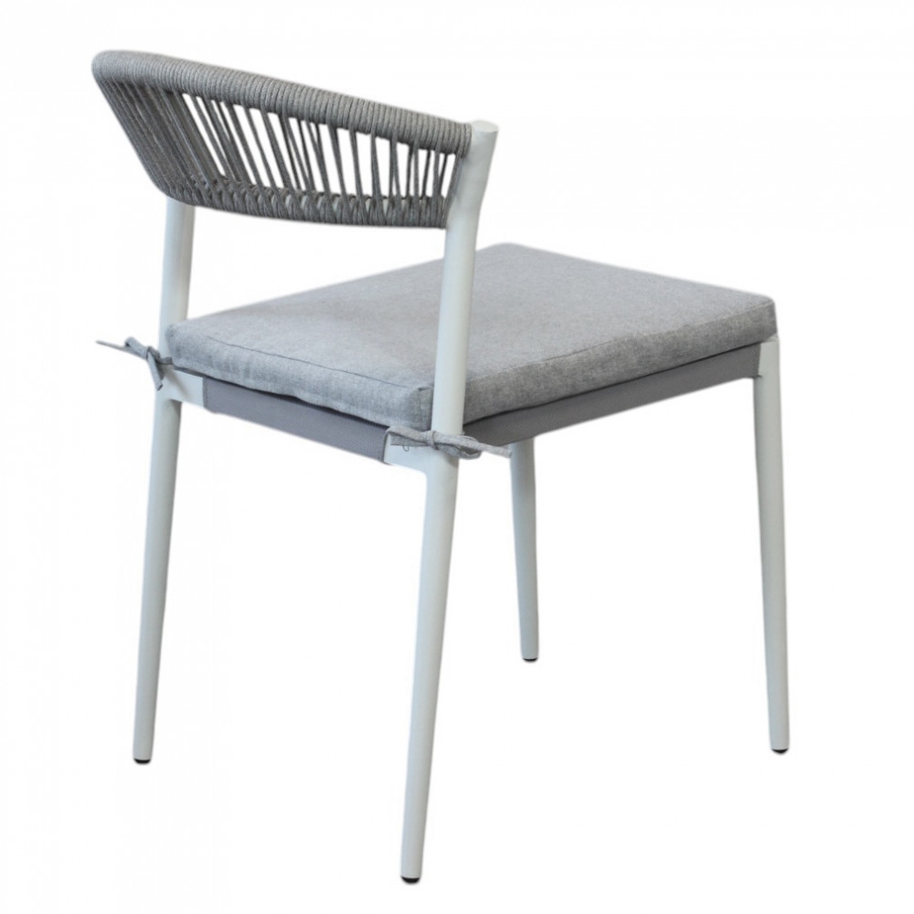 Sedia da esterno in alluminio bianco e schienale in corda con cuscino - CORRIENTESEDENYA