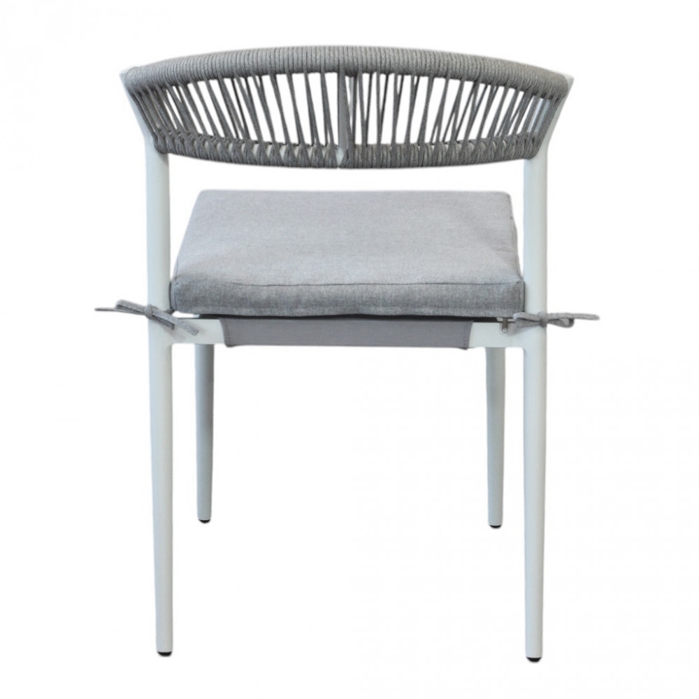Sedia da esterno in alluminio bianco e schienale in corda con cuscino - CORRIENTESEDENYA
