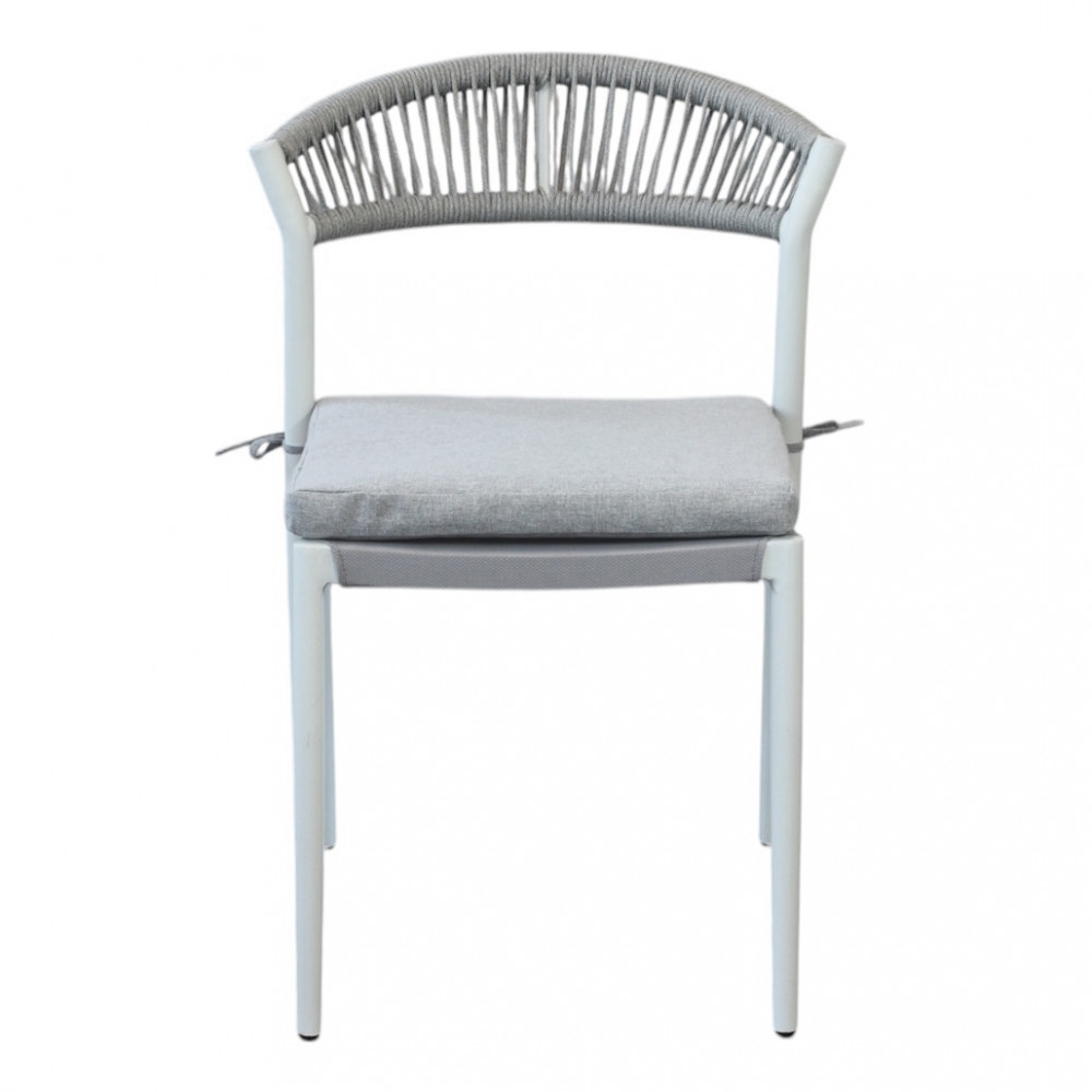 Sedia da esterno in alluminio bianco e schienale in corda con cuscino - CORRIENTESEDENYA