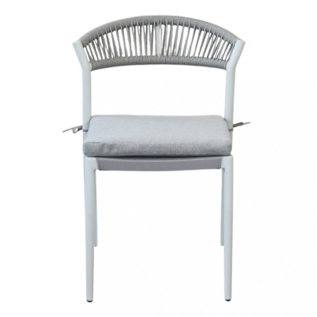 Sedia da esterno in alluminio bianco e schienale in corda con cuscino - CORRIENTESEDENYA