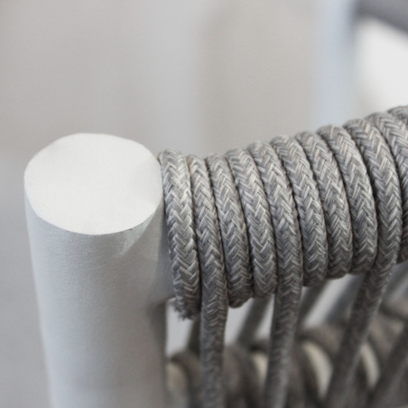 Sedia da esterno in alluminio bianco e schienale in corda con cuscino - CORRIENTESEDENYA