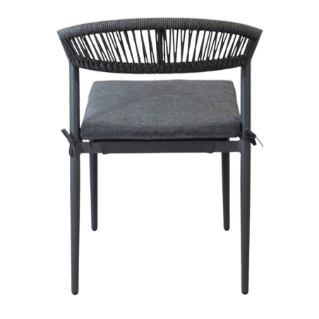 copy of Sedia da esterno in alluminio bianco e schienale in corda con cuscino - CORRIENTESEDENYA