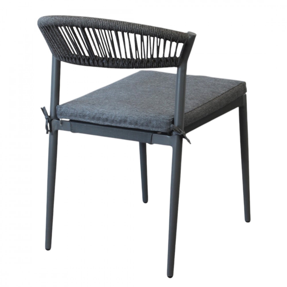 Sedia da esterno in alluminio antracite e schienale in corda con cuscino - CORRIENTESEDENYA