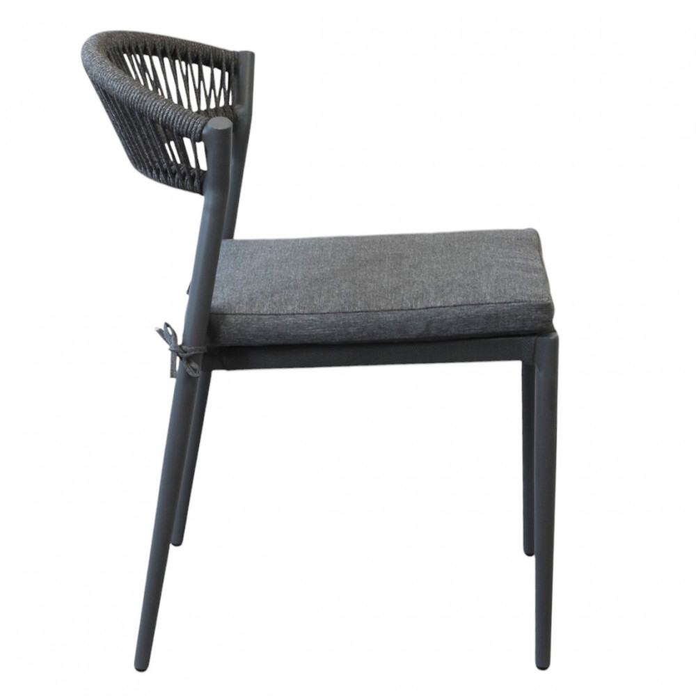 Sedia da esterno in alluminio antracite e schienale in corda con cuscino - CORRIENTESEDENYA