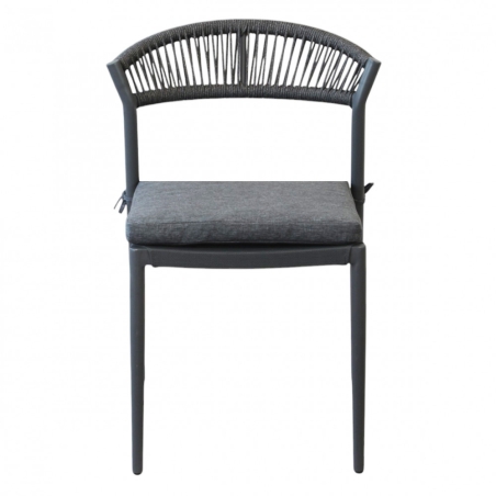 Sedia da esterno in alluminio antracite e schienale in corda con cuscino - CORRIENTESEDENYA