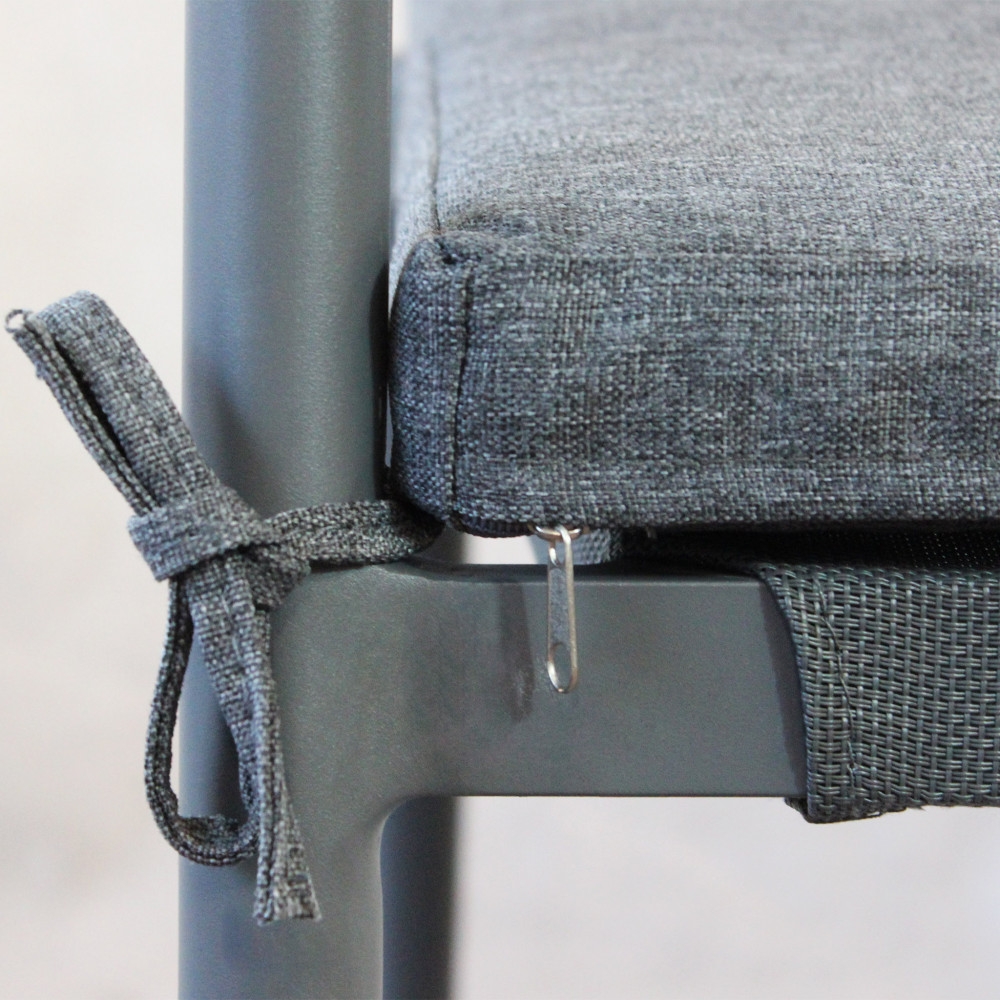 Sedia da esterno in alluminio antracite e schienale in corda con cuscino - CORRIENTESEDENYA