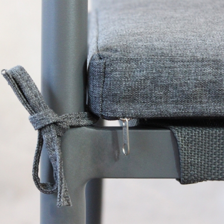 Sedia da esterno in alluminio antracite e schienale in corda con cuscino - CORRIENTESEDENYA