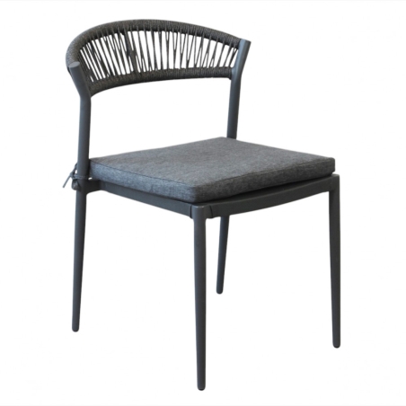 copy of Sedia da esterno in alluminio bianco e schienale in corda con cuscino - CORRIENTESEDENYA