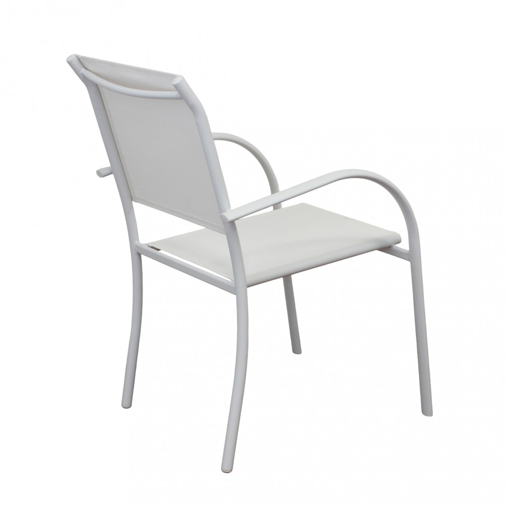 Poltrona da giardino in allumino bianco e tessuto con braccioli - STAMFORDEDENYA